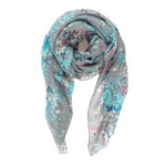 Spanish Design Printed Viscose Scarf (Gray Floral)