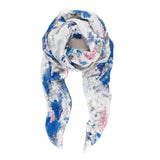 Spanish Design Printed Viscose Scarf (Blue Floral)