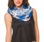 Spanish Design Printed Viscose Scarf (Blue Floral)