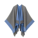 Cardigan Poncho (Gray Dark Blue) - Melifluos