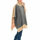 Turtleneck Cardigan Poncho (Gray Beige) - Melifluos