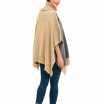 Turtleneck Cardigan Poncho (Gray Beige) - Melifluos