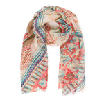 Spanish Design Printed Viscose Scarf (Beige Pattern Floral)