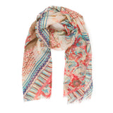 Spanish Design Printed Viscose Scarf (Beige Pattern Floral)