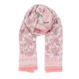 Spanish Design Printed Viscose Scarf (Pink Paisley)