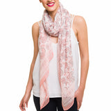 Spanish Design Printed Viscose Scarf (Pink Paisley)