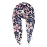 Spanish Design Printed Viscose Scarf (Navy Floral Chintz)