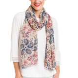 Spanish Design Printed Viscose Scarf (Beige Paisley)